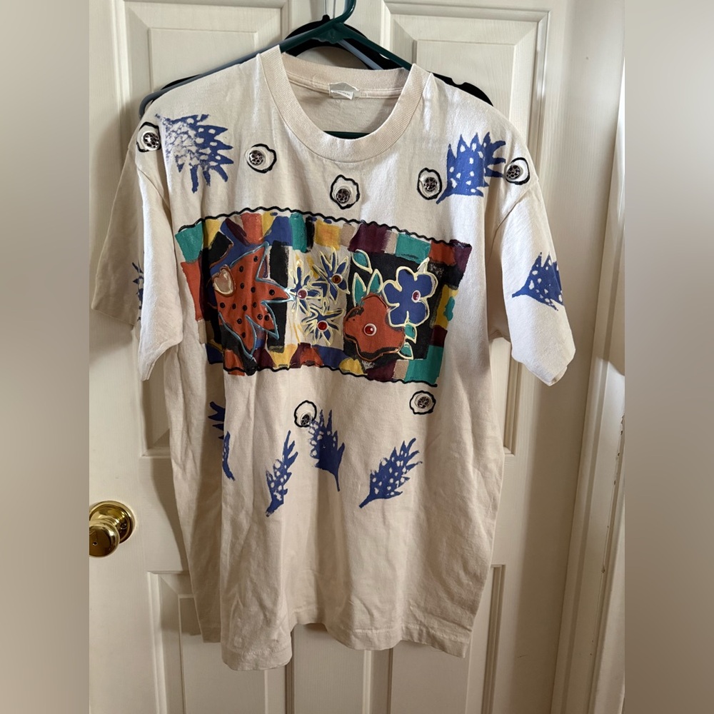 Vintage India Ink Paintworks Colorful Graphic T-Shirt 80’s
